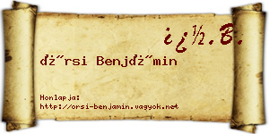 Örsi Benjámin névjegykártya